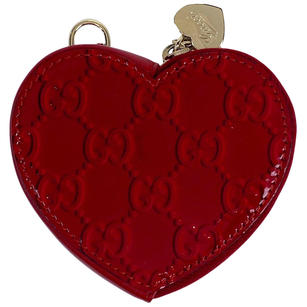 グッチ GG柄 コインケース ハート 小銭入れ コインケース パテントレザー レッド 152615 レディース 【中古】brbag