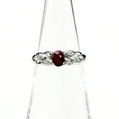 ルビー デザインリング プラチナ 指輪 メレダイヤ リング 11号 Pt900 ルビー ダイヤモンド レディース ノンブランドジュエリー 【中古】nbjwl