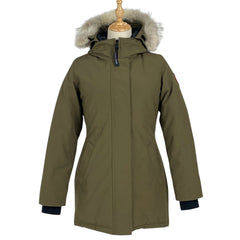 カナダグース ヴィクトリアパーカー ダウンジャケット フーディ カーキー アウター ダウンジャケット グリーン レディース 【中古】brapp