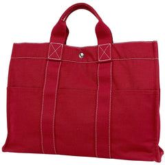エルメス ドーヴィル MM ハンドバッグ トートバッグ キャンバス レッド レディース 【中古】brbag