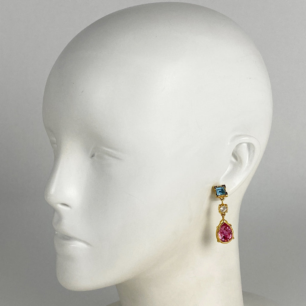 スワロフスキー クリスタル デザイン ピアス ジルコニア スイング ピアス GP ゴールド レディース 【中古】bracc