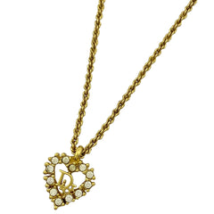 クリスチャンディオール ロゴ ラインストーン ネックレス CD ハート ネックレス GP ゴールド レディース 【中古】bracc