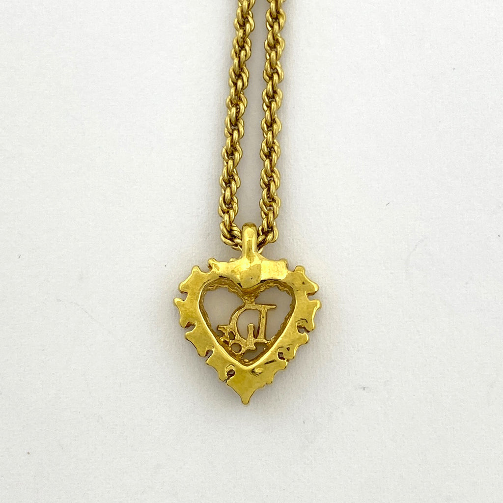 クリスチャンディオール ロゴ ラインストーン ネックレス CD ハート ネックレス GP ゴールド レディース 【中古】bracc