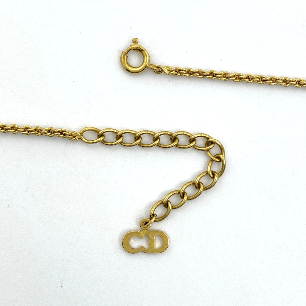クリスチャンディオール ロゴ ラインストーン ネックレス CD ハート ネックレス GP ゴールド レディース 【中古】bracc
