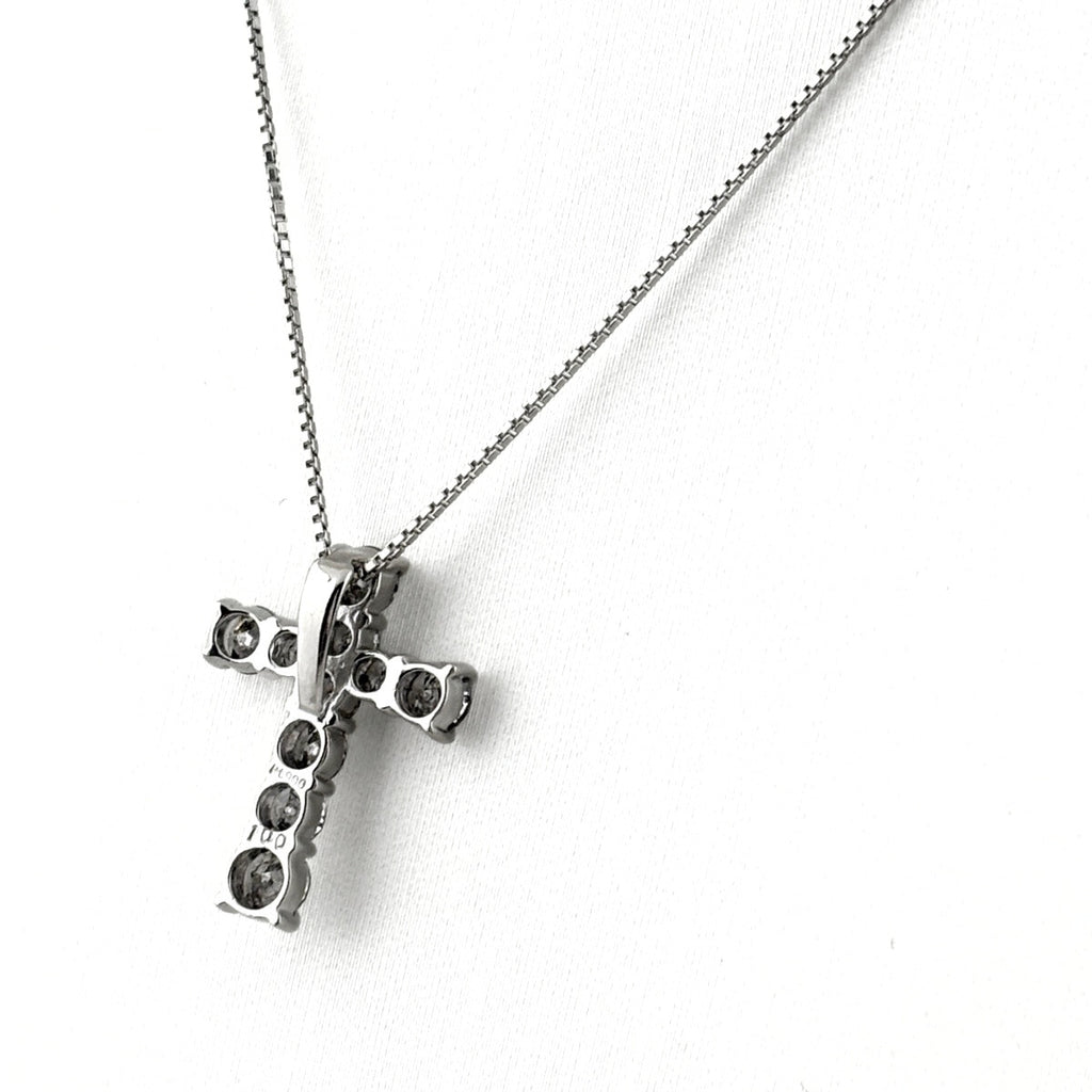 クロスモチーフ ネックレス プラチナ ペンダント メレダイヤ 十字架 ネックレス Pt900 Pt850 ダイヤモンド レディース 【中古】nbjwl