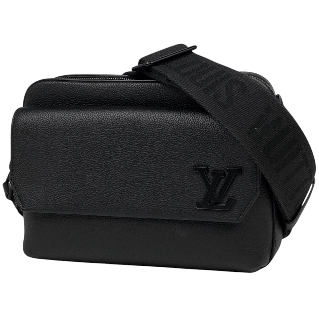 ルイ・ヴィトン ファストライン メッセンジャー LV アエログラム ショルダーバッグ レザー ノワール M22482 メンズ 【中古】brbag
