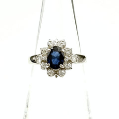 サファイア デザインリング プラチナ 指輪 メレダイヤ リング 12号 Pt900 サファイア ダイヤモンド レディース ノンブランドジュエリー 【中古】nbjwl