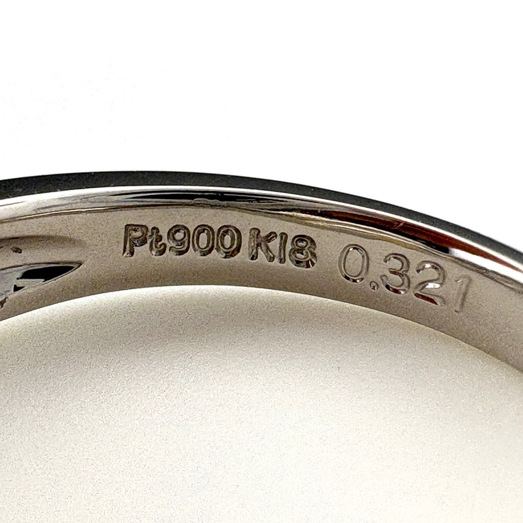 ダイヤモンド デザインリング プラチナ YG イエローゴールド 指輪 メレダイヤ リング 10.5号 Pt900 K18 ダイヤモンド レディース 【中古】nbjwl