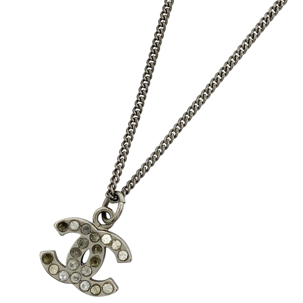 シャネル ココマーク ラインストーン ネックレス ペンダント ネックレス シルバーメッキ シルバー レディース 【中古】bracc