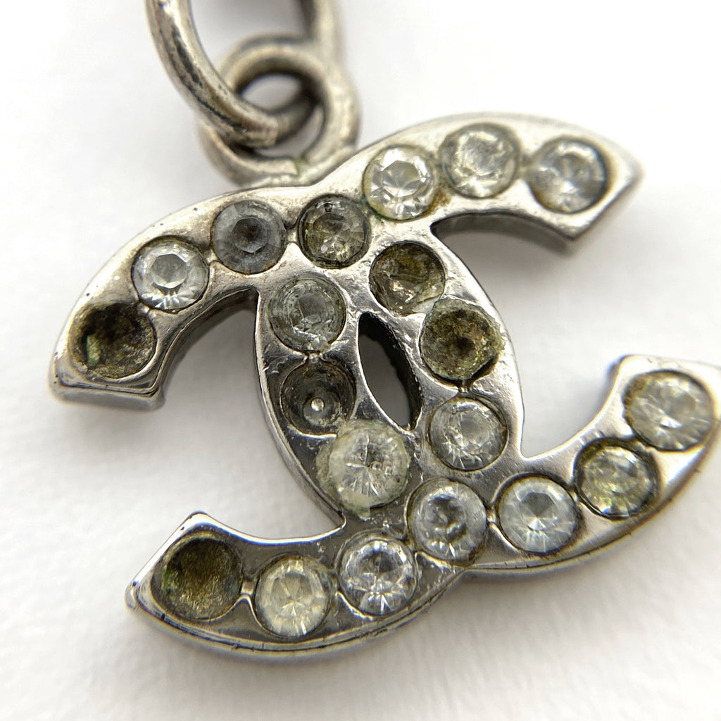 シャネル ココマーク ラインストーン ネックレス ペンダント ネックレス シルバーメッキ シルバー レディース 【中古】bracc