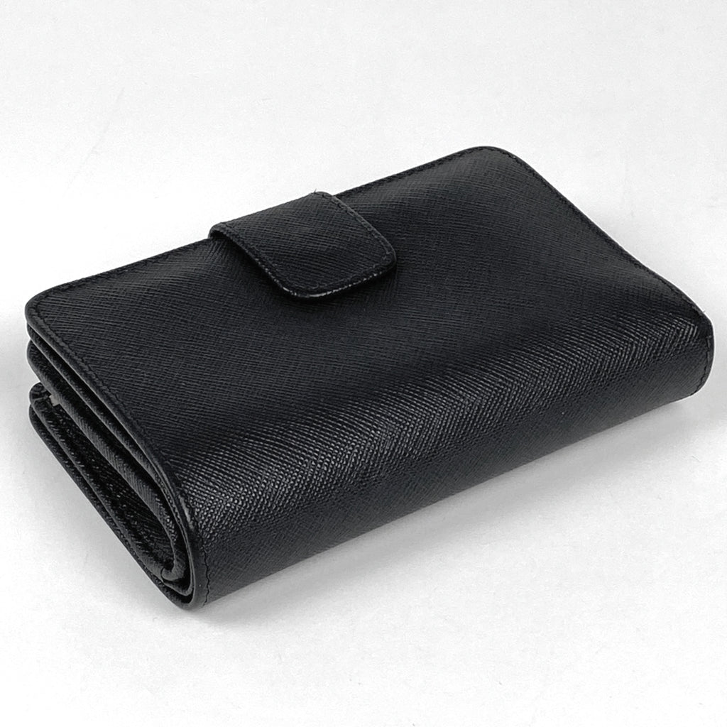 プラダ ロゴ 二つ折り財布 ラウンドファスナー 二つ折り財布 サフィアーノレザー ネロ(ブラック) 1ML225 レディース 【中古】brbag