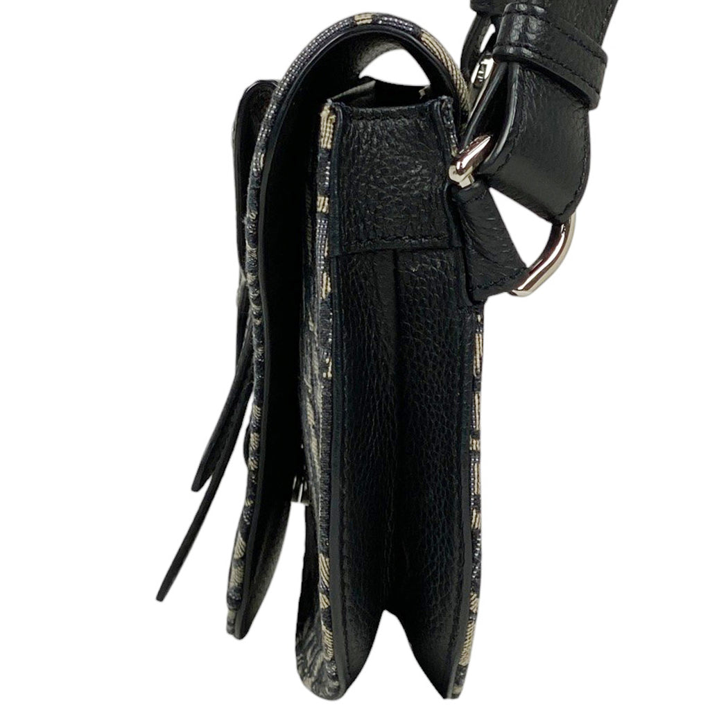 クリスチャンディオール トロッター柄 サドルバッグ ワンショルダー ロゴ ショルダーバッグ キャンバス ネイビー レディース 【中古】brbag