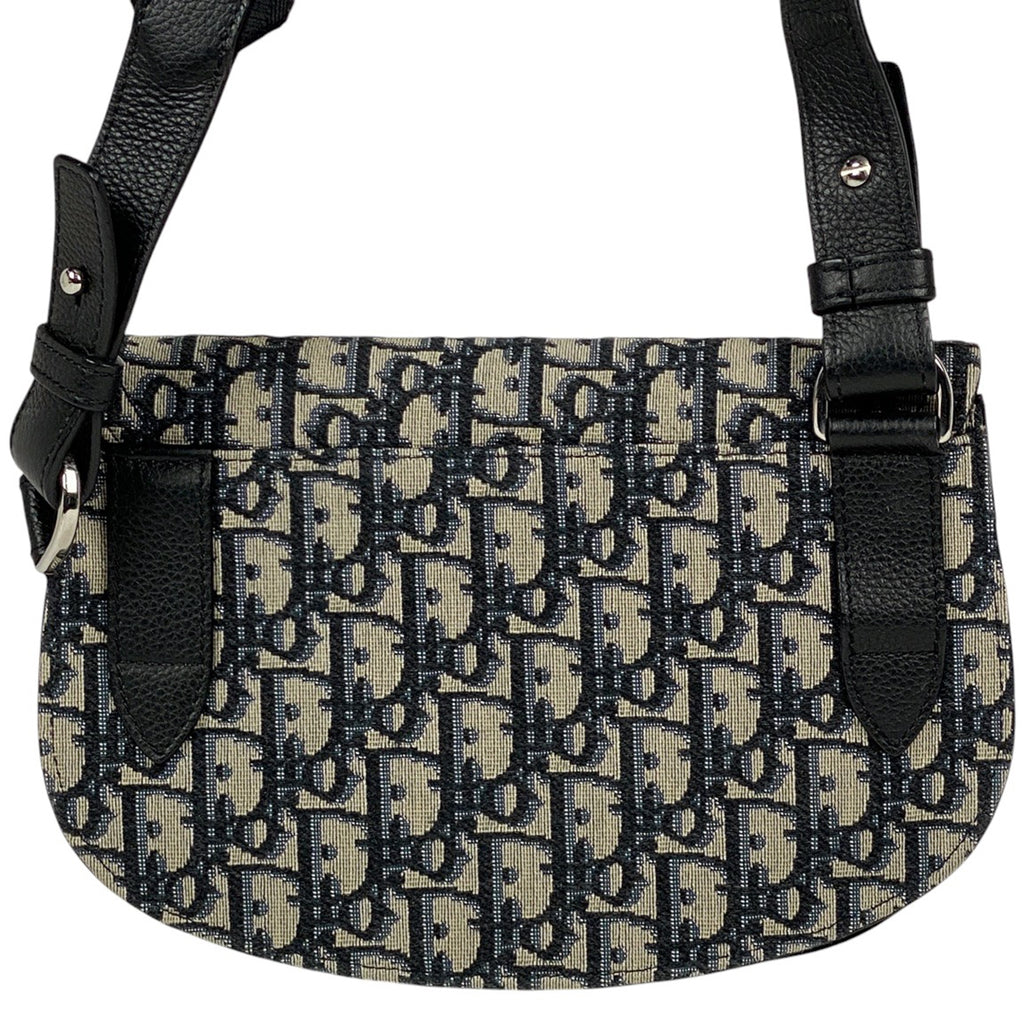 クリスチャンディオール トロッター柄 サドルバッグ ワンショルダー ロゴ ショルダーバッグ キャンバス ネイビー レディース 【中古】brbag