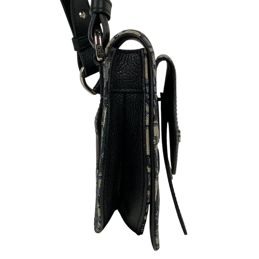 クリスチャンディオール トロッター柄 サドルバッグ ワンショルダー ロゴ ショルダーバッグ キャンバス ネイビー レディース 【中古】brbag