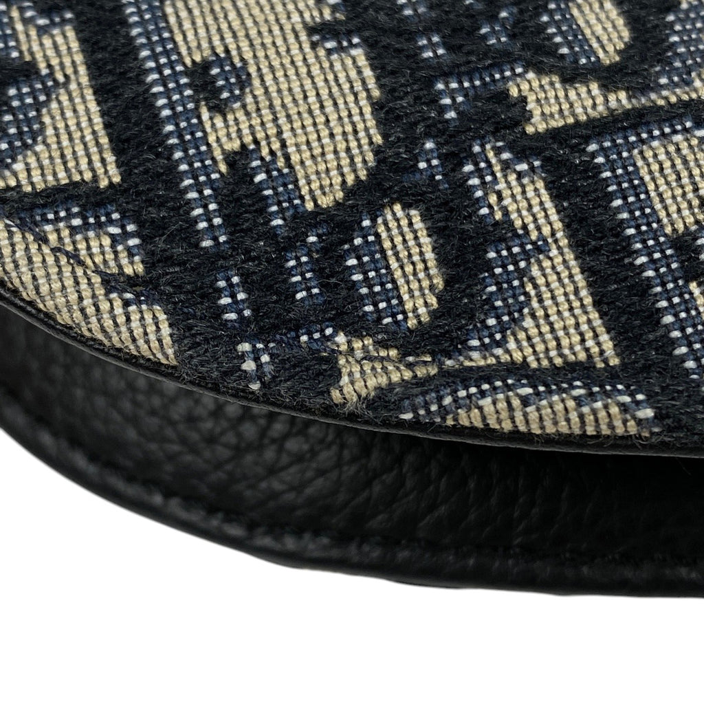 クリスチャンディオール トロッター柄 サドルバッグ ワンショルダー ロゴ ショルダーバッグ キャンバス ネイビー レディース 【中古】brbag