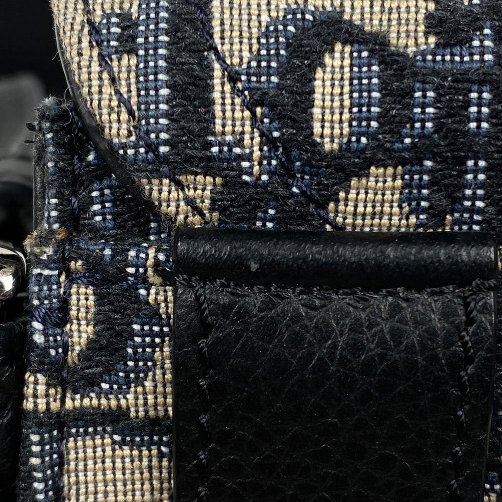 クリスチャンディオール トロッター柄 サドルバッグ ワンショルダー ロゴ ショルダーバッグ キャンバス ネイビー レディース 【中古】brbag