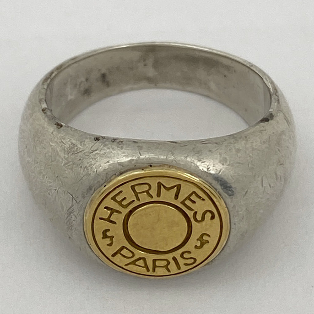 エルメス セリエ リング 指輪 K18 リング 18号 シルバー メンズ 【中古】bracc