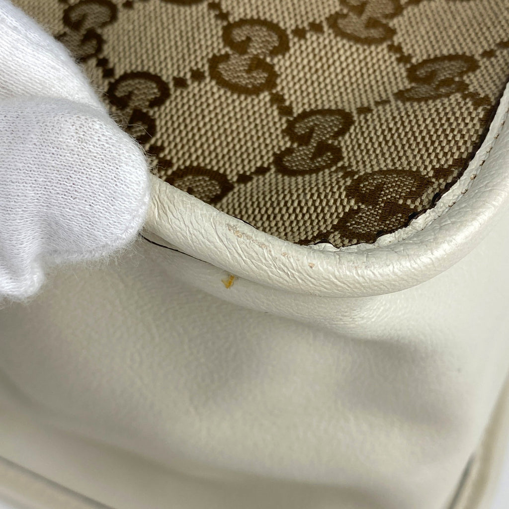 グッチ ホースビット トートバッグ ショルダーバッグ トートバッグ GGキャンバス ベージュ ホワイト 623694 レディース 【中古】brbag