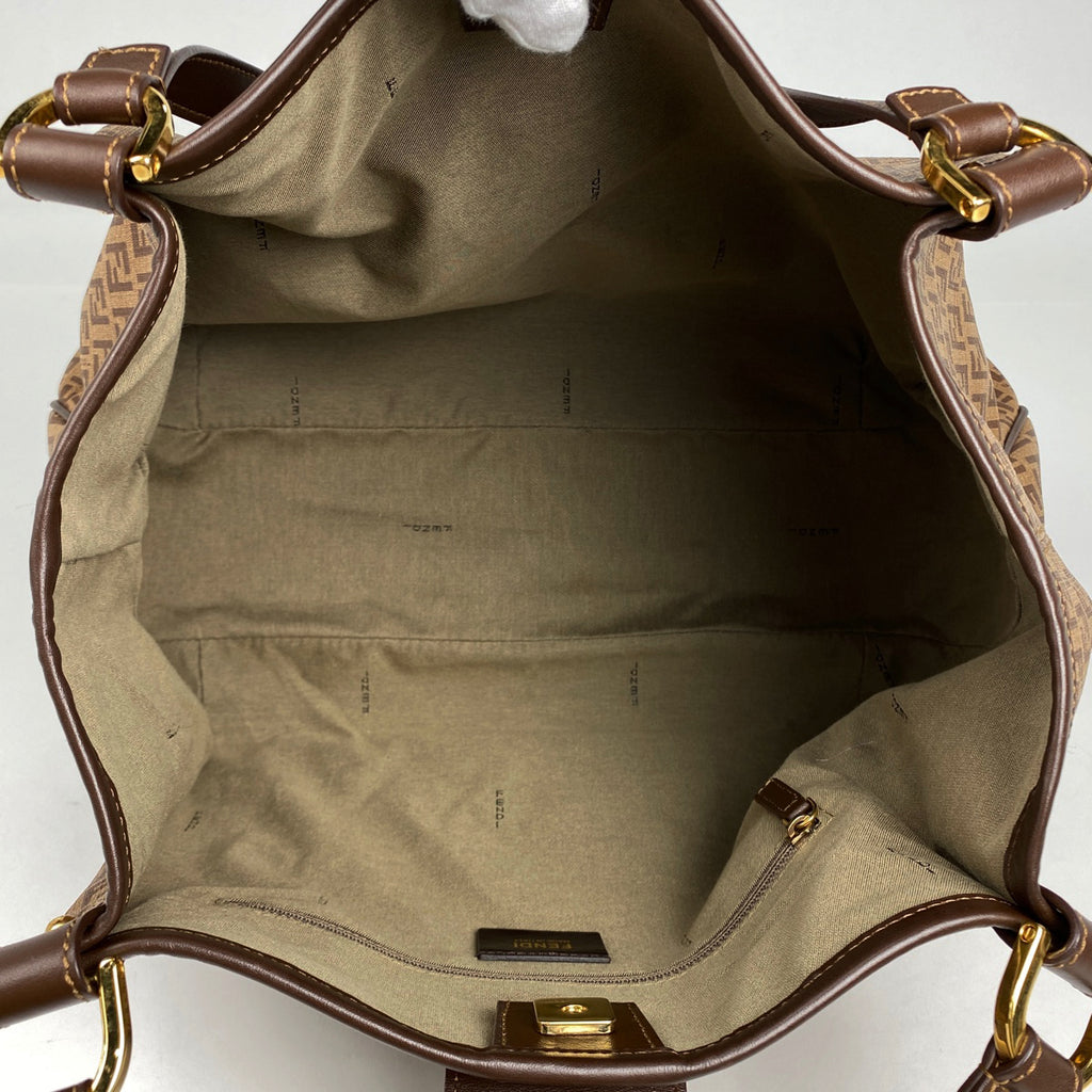 フェンディ ズッキーノトートバッグ ショルダーバッグ トートバッグ キャンバス ブラウン 8BR661 レディース 【中古】brbag
