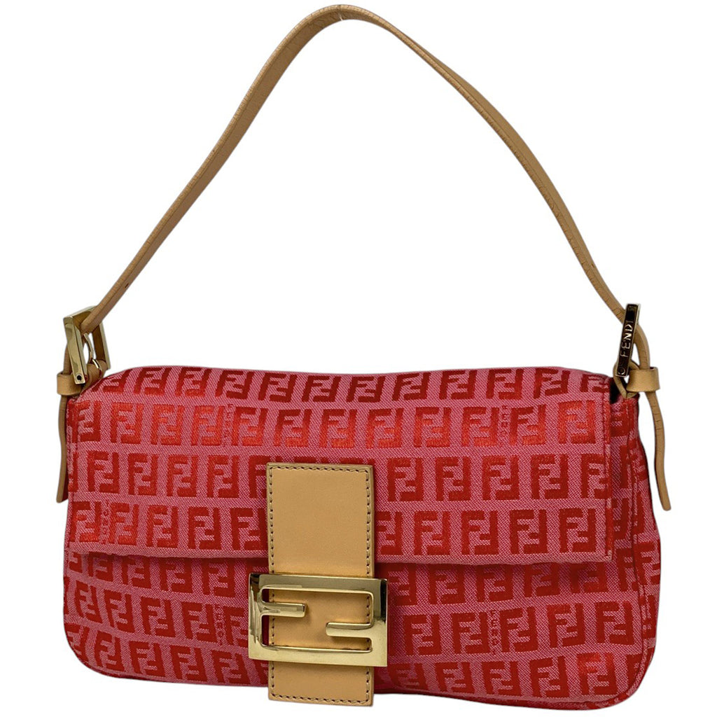 フェンディ ズッキーノ柄 マンマバケット ハンドバッグ ワンショルダー ショルダーバッグ キャンバス ピンク レディース 【中古】brbag