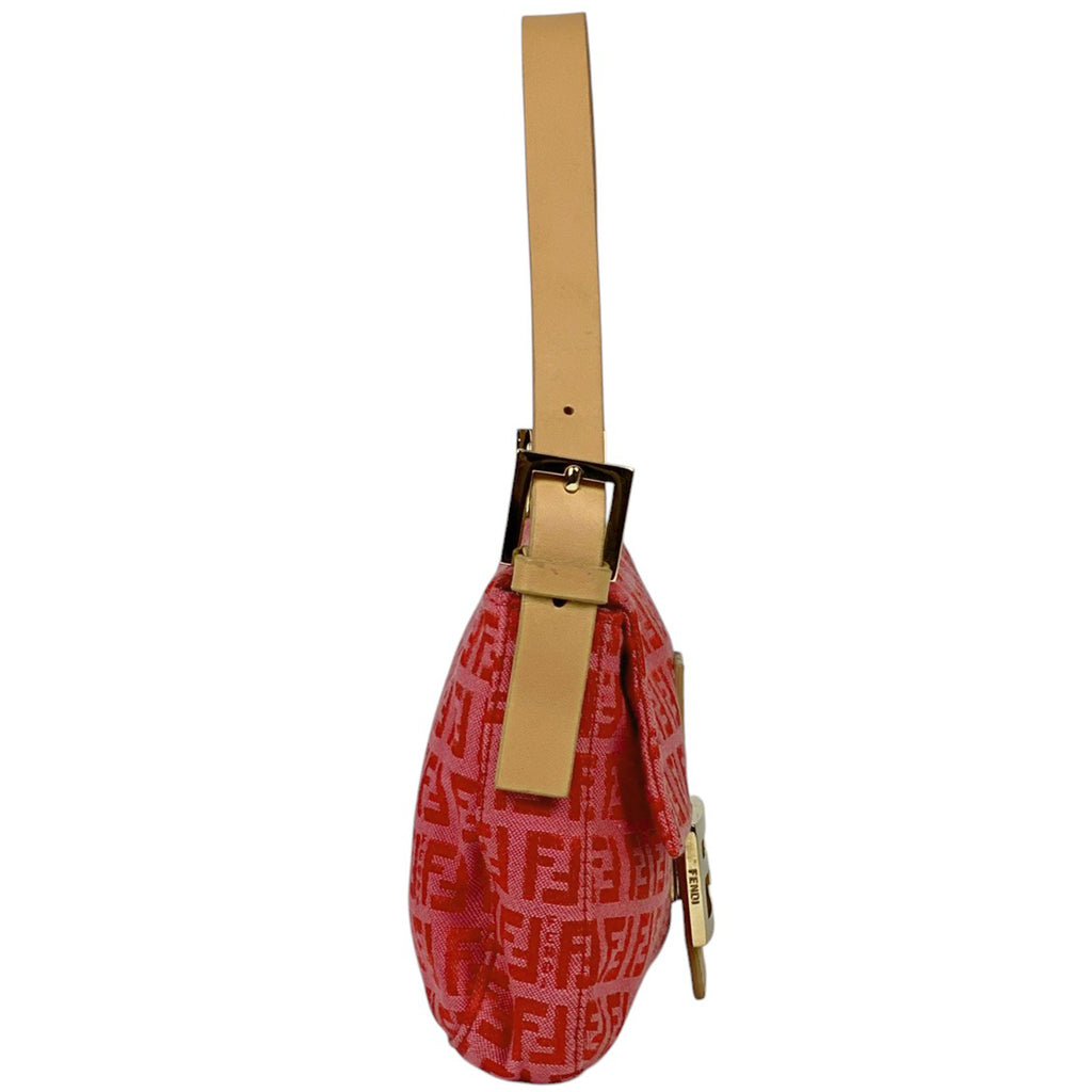 フェンディ ズッキーノ柄 マンマバケット ハンドバッグ ワンショルダー ショルダーバッグ キャンバス ピンク レディース 【中古】brbag