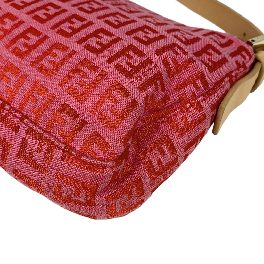 フェンディ ズッキーノ柄 マンマバケット ハンドバッグ ワンショルダー ショルダーバッグ キャンバス ピンク レディース 【中古】brbag