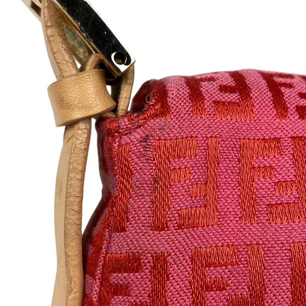 フェンディ ズッキーノ柄 マンマバケット ハンドバッグ ワンショルダー ショルダーバッグ キャンバス ピンク レディース 【中古】brbag