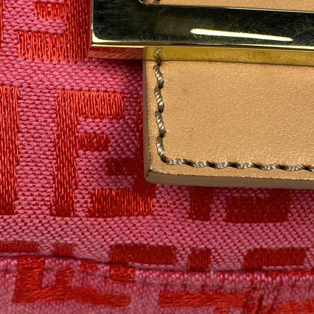 フェンディ ズッキーノ柄 マンマバケット ハンドバッグ ワンショルダー ショルダーバッグ キャンバス ピンク レディース 【中古】brbag