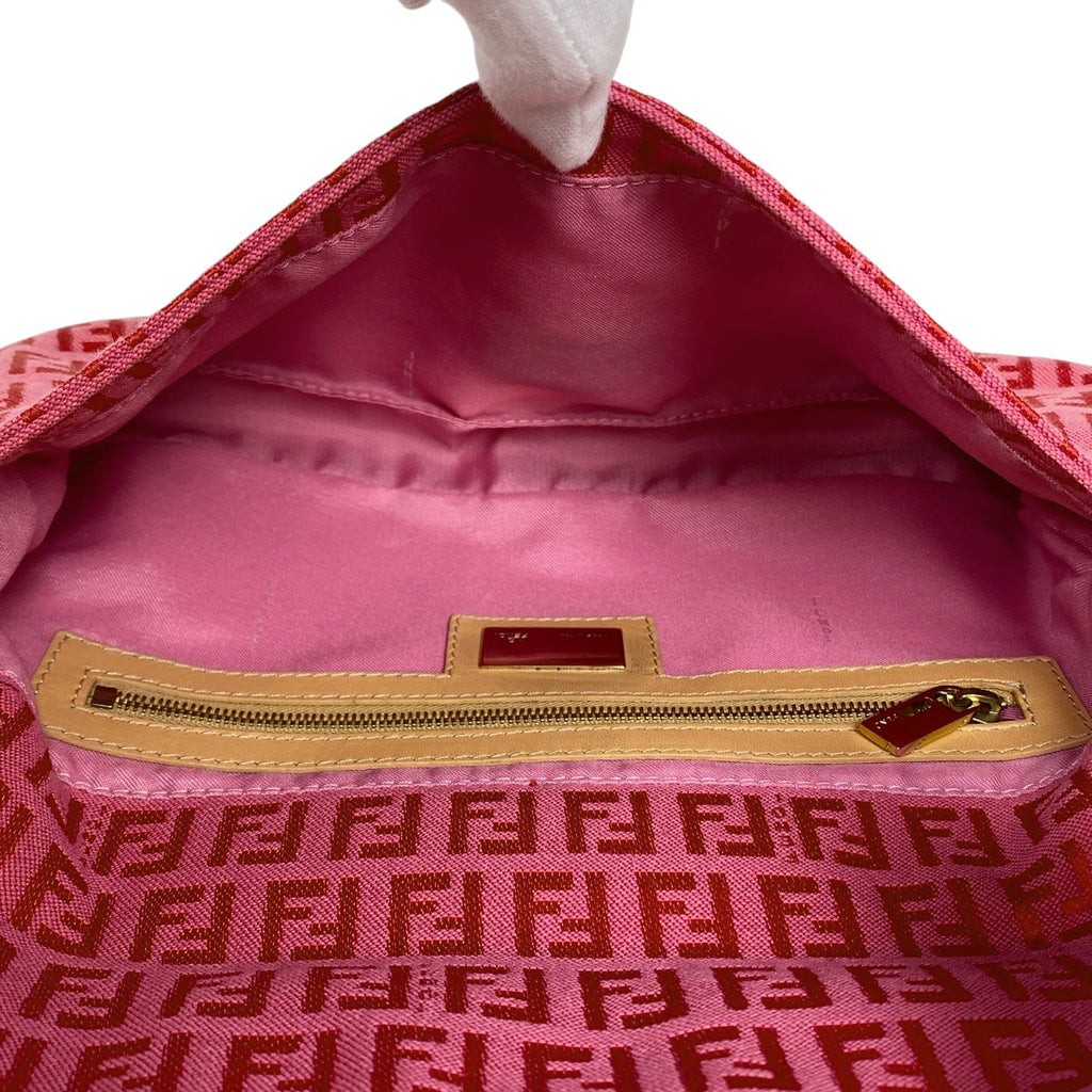 フェンディ ズッキーノ柄 マンマバケット ハンドバッグ ワンショルダー ショルダーバッグ キャンバス ピンク レディース 【中古】brbag