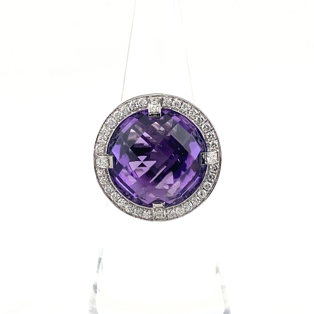 ショーメ アトラップモアリング WG ホワイトゴールド 指輪 メレダイヤ リング 6.5号 750 ダイヤモンド アメシスト レディース 【中古】brjwl