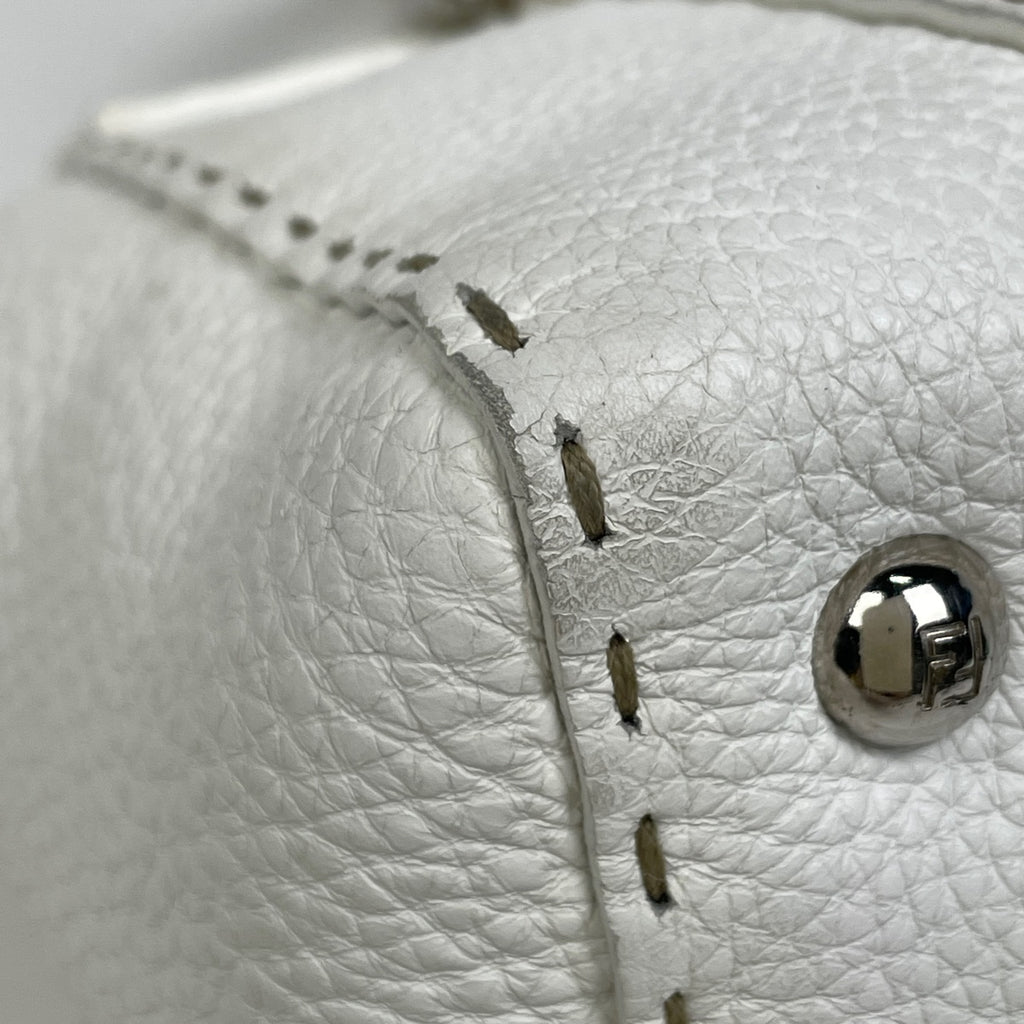 フェンディ セレリア ミニリンダ ハンドバッグ ステッチ 手提げ ハンドバッグ レザー ホワイト 8BR486 レディース 【中古】brbag