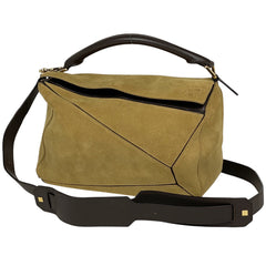 ロエベ パズルバッグ アナグラム 2WAY ショルダーバッグ ハンドバッグ スエード ベージュ ブラウン レディース 【中古】brbag