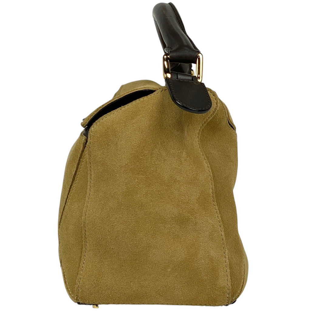 ロエベ パズルバッグ アナグラム 2WAY ショルダーバッグ ハンドバッグ スエード ベージュ ブラウン レディース 【中古】brbag