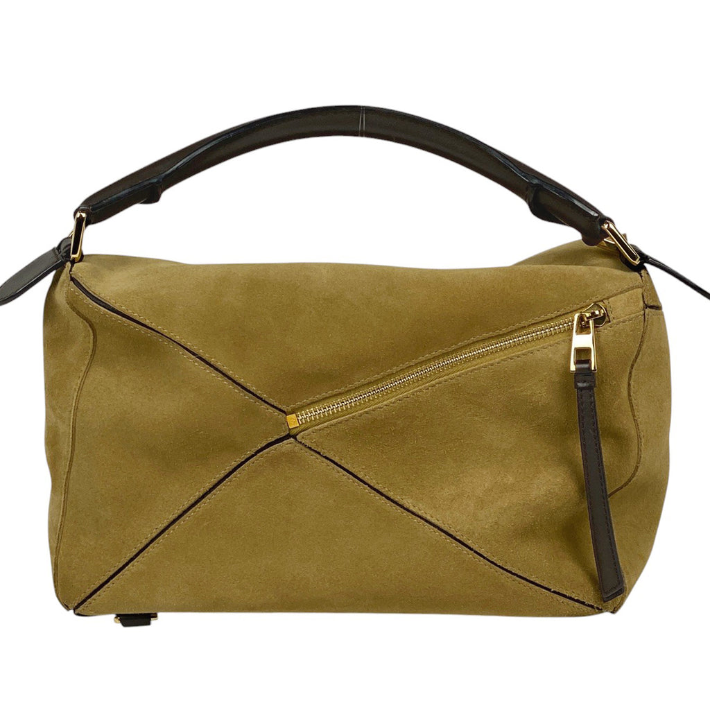 ロエベ パズルバッグ アナグラム 2WAY ショルダーバッグ ハンドバッグ スエード ベージュ ブラウン レディース 【中古】brbag