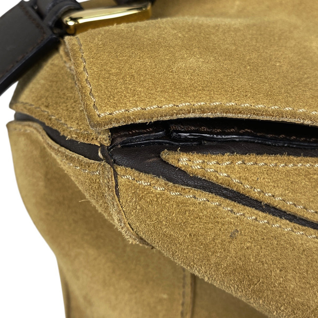 ロエベ パズルバッグ アナグラム 2WAY ショルダーバッグ ハンドバッグ スエード ベージュ ブラウン レディース 【中古】brbag