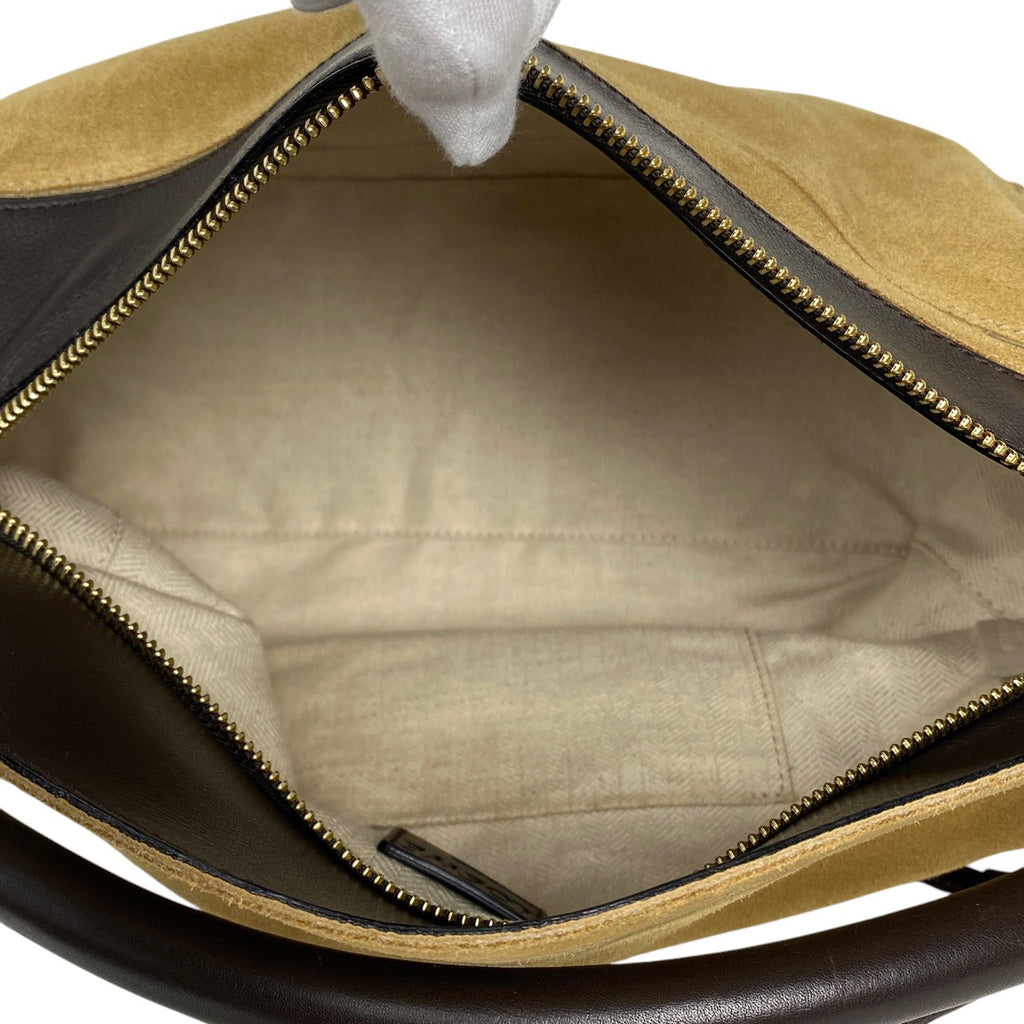 ロエベ パズルバッグ アナグラム 2WAY ショルダーバッグ ハンドバッグ スエード ベージュ ブラウン レディース 【中古】brbag