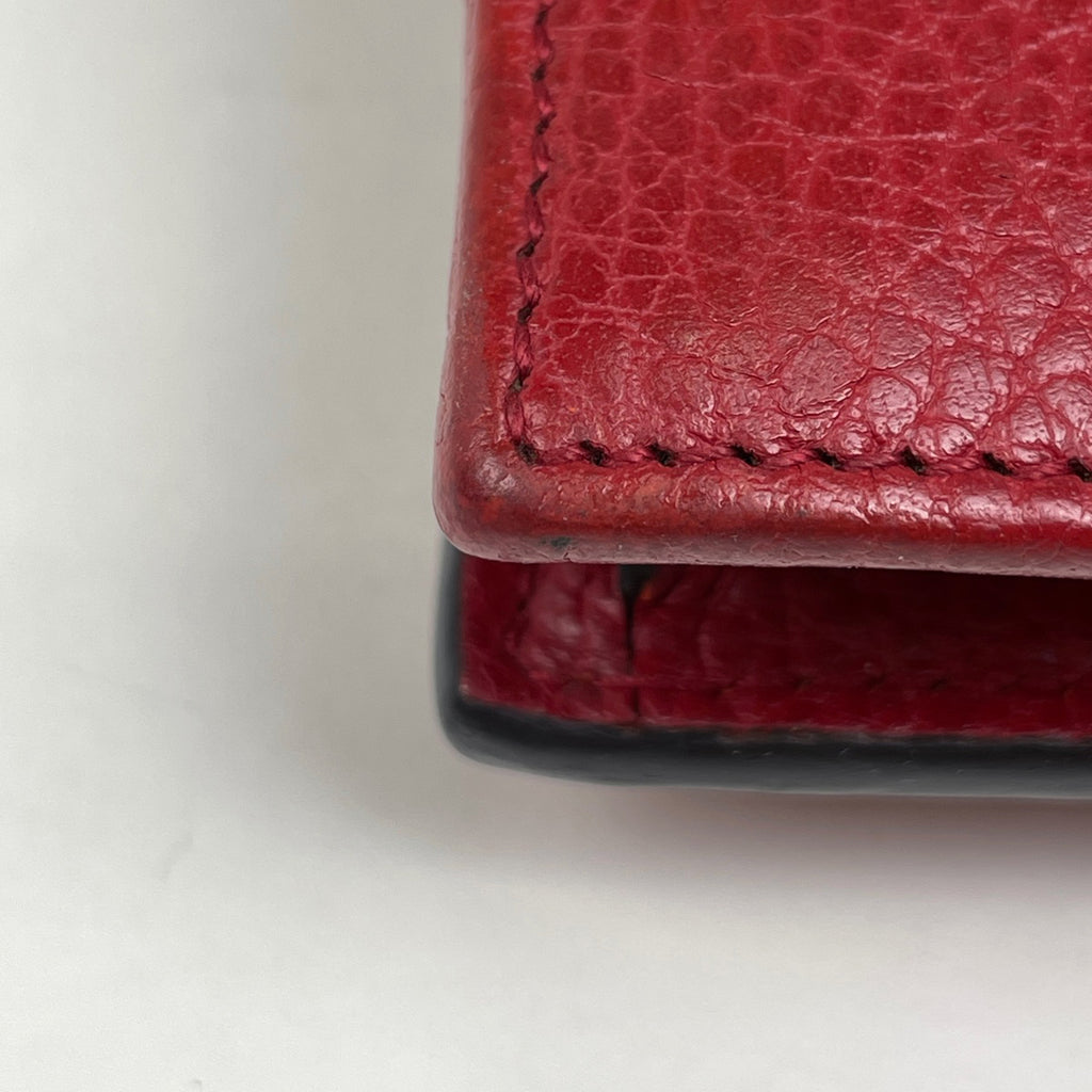 グッチ インターロッキングG チェーン ウォレット 2WAY 札入れ 小銭入れ 斜め掛け 長財布 レザー レッド 510314 レディース 【中古】brbag