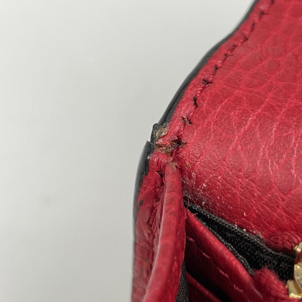 グッチ インターロッキングG チェーン ウォレット 2WAY 札入れ 小銭入れ 斜め掛け 長財布 レザー レッド 510314 レディース 【中古】brbag