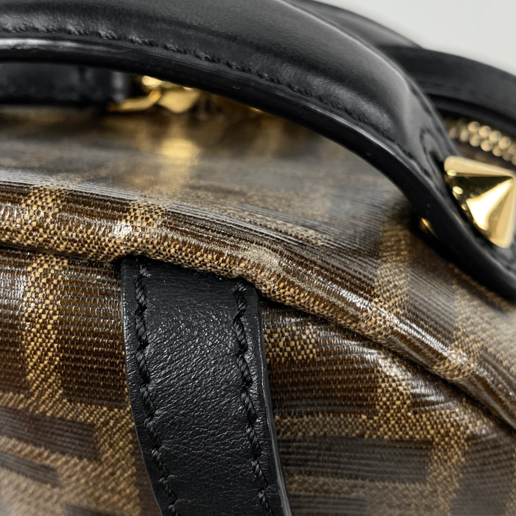 フェンディ バイザウェイ ミニ リュック ズッカ柄 バックパック リュック コーティングキャンバス ブラウン ブラック 8BZ038 レディース 【中古】brbag