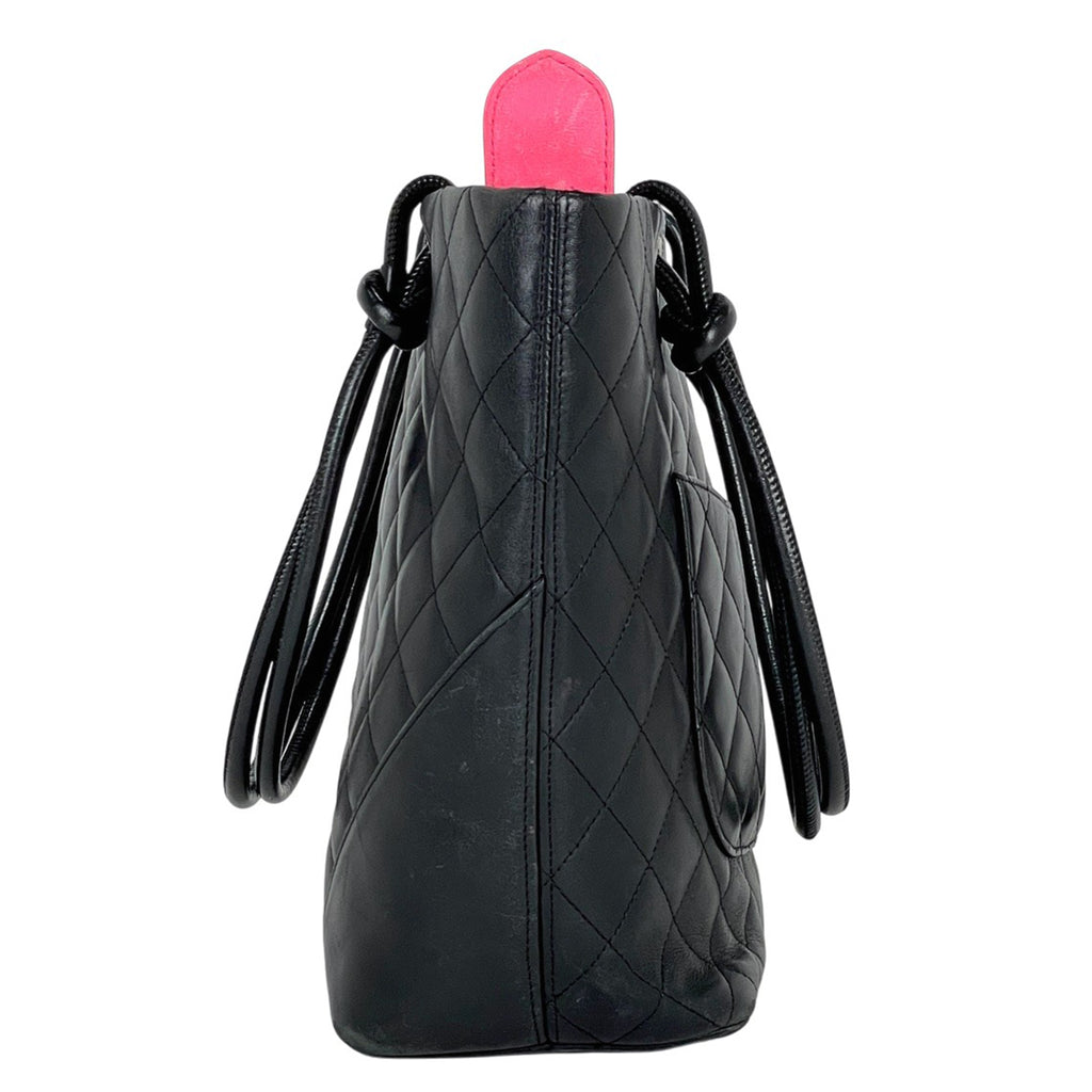 シャネル カンボンライン ミディアム トートバッグ ココマーク ハンドバッグ トートバッグ レザー ブラック A25167 レディース 【中古】brbag