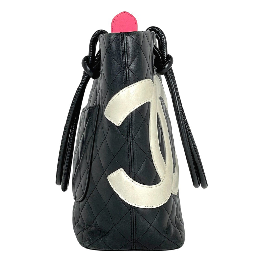 シャネル カンボンライン ミディアム トートバッグ ココマーク ハンドバッグ トートバッグ レザー ブラック A25167 レディース 【中古】brbag