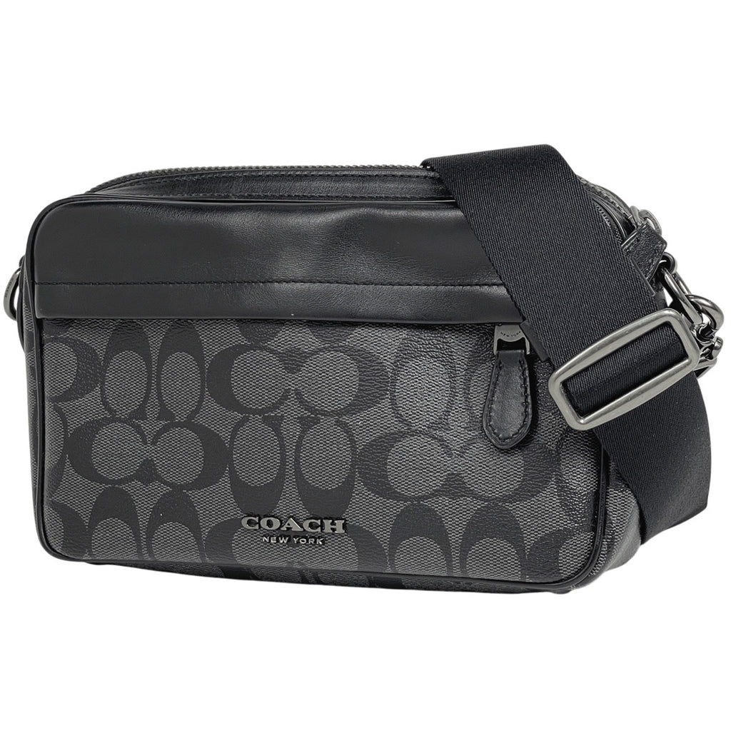 コーチ シグネチャー ショルダーバッグ ロゴ 斜め掛け ショルダーバッグ コーティングキャンバス ブラック F50715 レディース 【中古】brbag