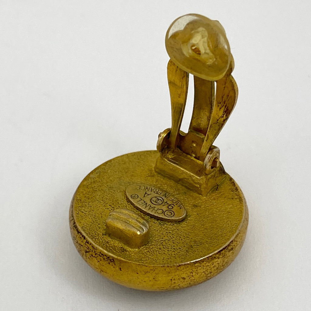 シャネル ロゴ フェイクパール イヤリング ラウンド イヤリング GP フェイクパール ゴールド ホワイト レディース 【中古】bracc