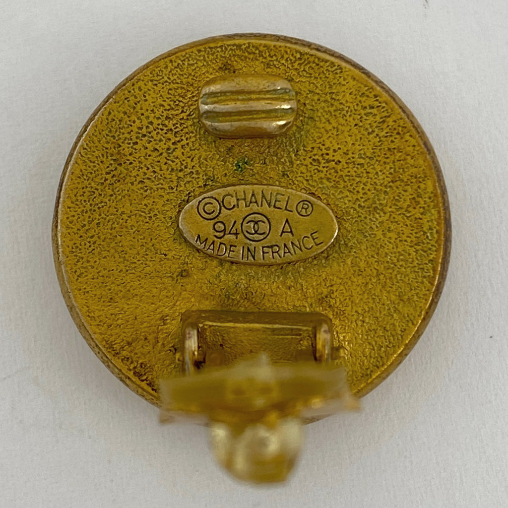 シャネル ロゴ フェイクパール イヤリング ラウンド イヤリング GP フェイクパール ゴールド ホワイト レディース 【中古】bracc