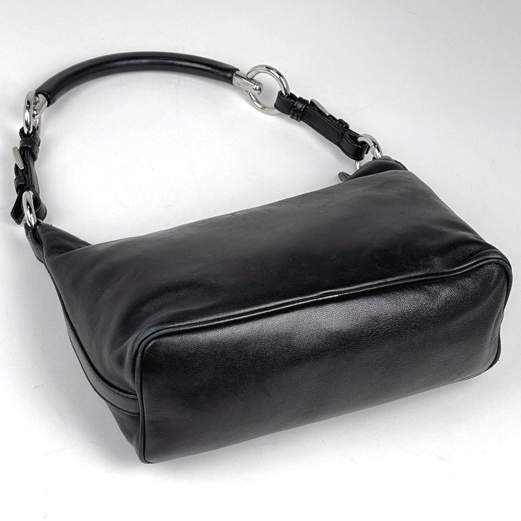 プラダ ロゴプレート ショルダーバッグ ハンドバッグ ワンショルダー ショルダーバッグ レザー ネロ(ブラック) レディース 【中古】brbag