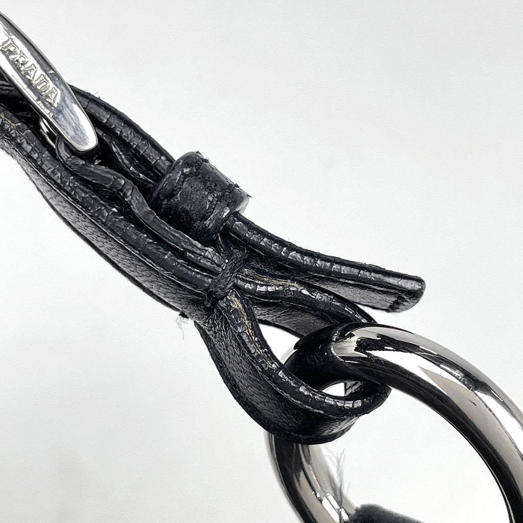 プラダ ロゴプレート ショルダーバッグ ハンドバッグ ワンショルダー ショルダーバッグ レザー ネロ(ブラック) レディース 【中古】brbag