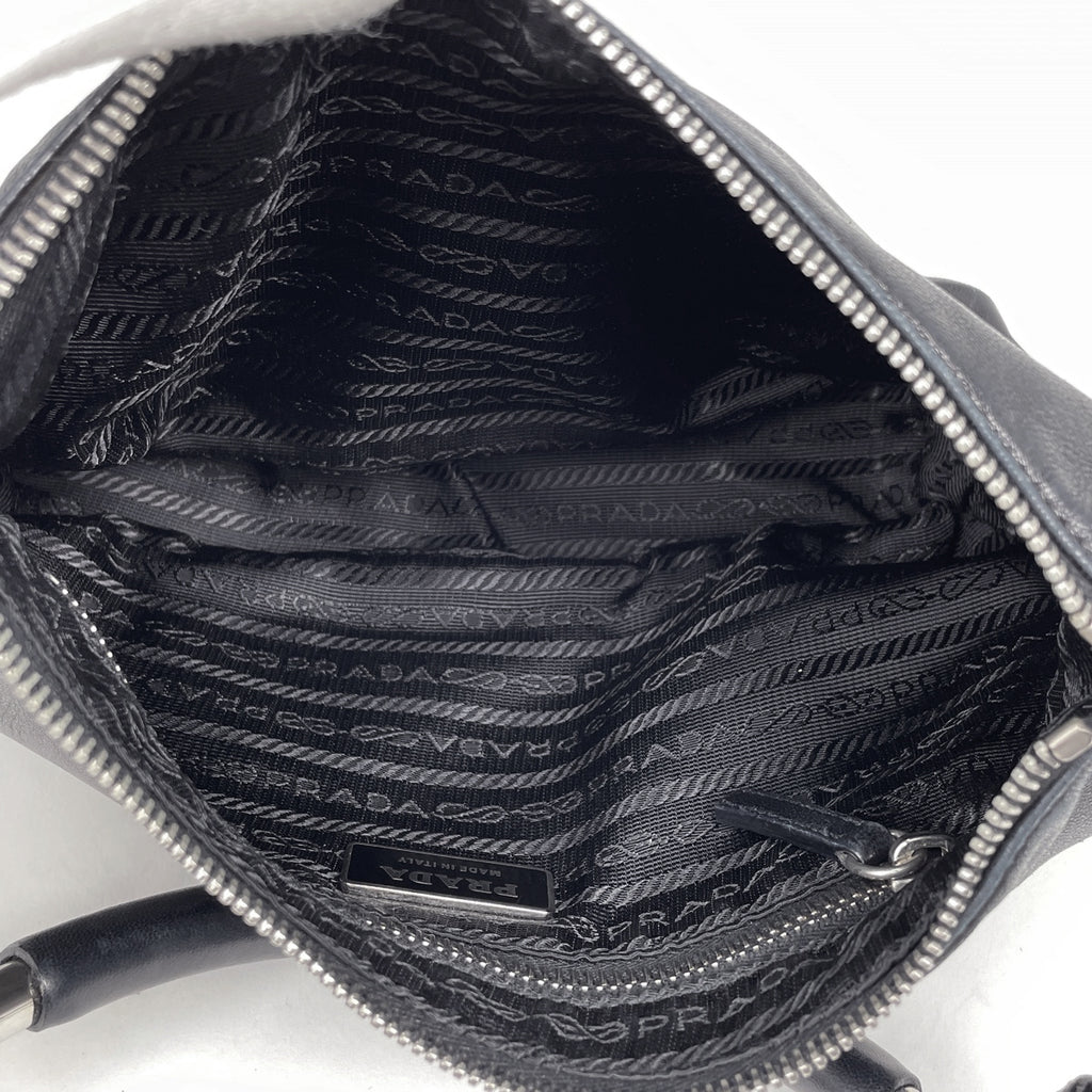 プラダ ロゴプレート ショルダーバッグ ハンドバッグ ワンショルダー ショルダーバッグ レザー ネロ(ブラック) レディース 【中古】brbag