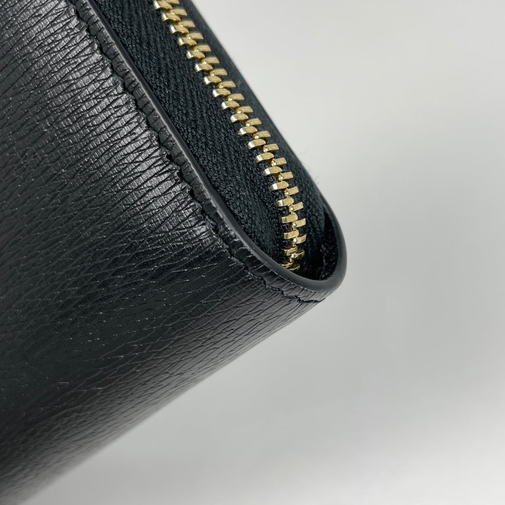 グッチ ロゴ ラウンドファスナー 長財布 ラウンドジップ 長財布 レザー ブラック 772642 レディース 【中古】brbag