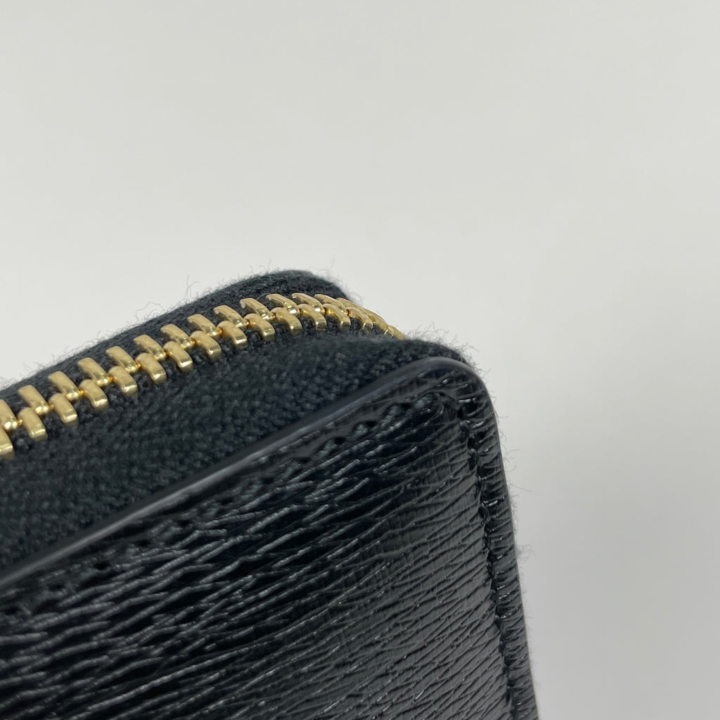 グッチ ロゴ ラウンドファスナー 長財布 ラウンドジップ 長財布 レザー ブラック 772642 レディース 【中古】brbag