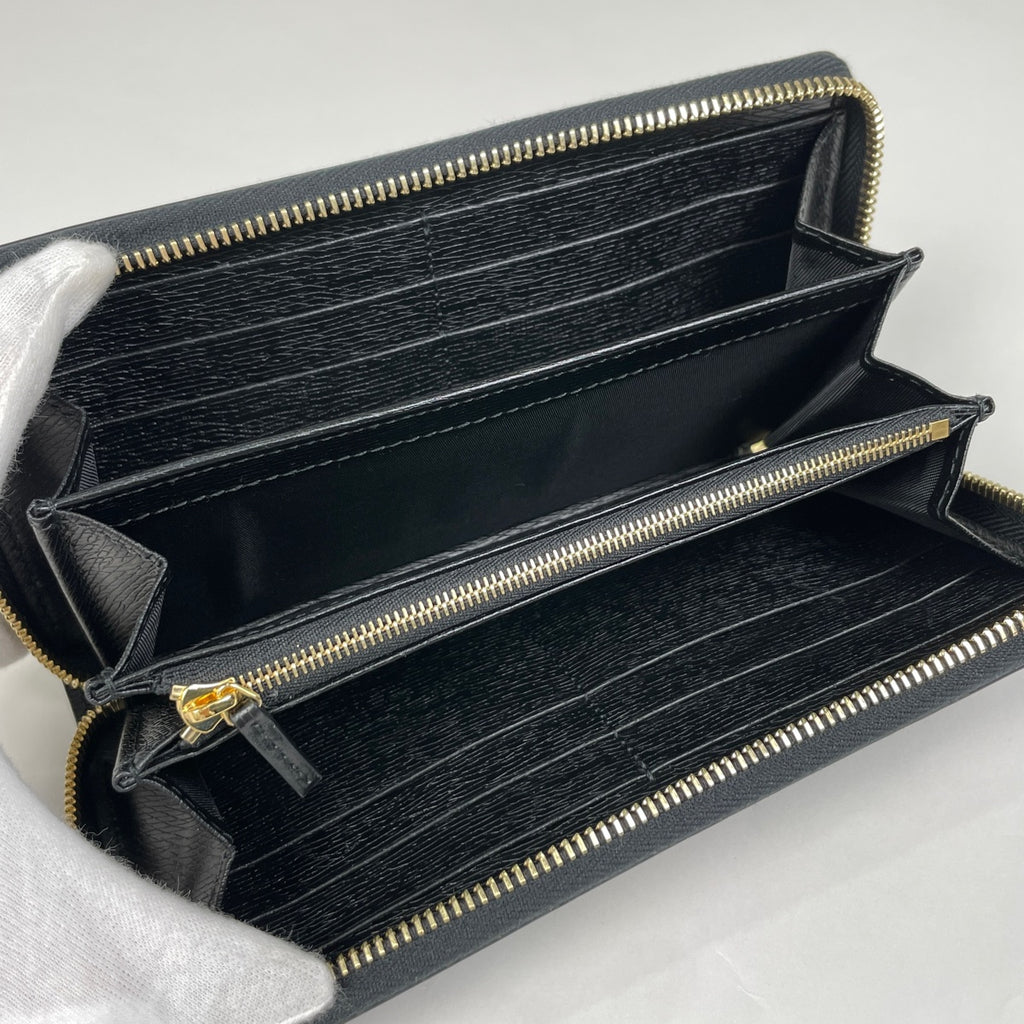 グッチ ロゴ ラウンドファスナー 長財布 ラウンドジップ 長財布 レザー ブラック 772642 レディース 【中古】brbag